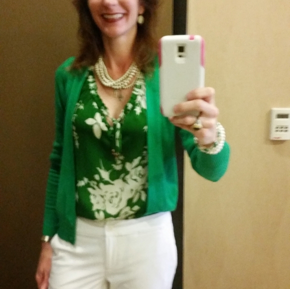 Charter Club Tops - 2 piece set Euc Silky sheer Green & White Blouse